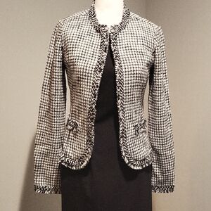 White House Black Market Black, White and Silver Checked Jacket